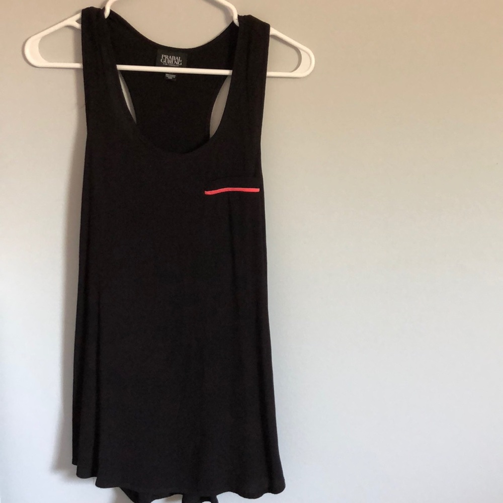 Racer back black shirt with pink accent